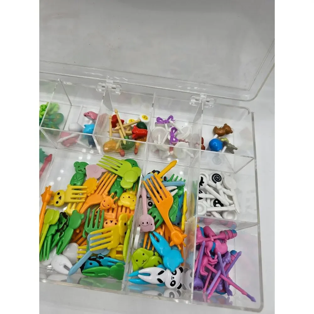 Huge lot of Bento Box Kids Plastic Snack Forks and Skewers Colorful Animals